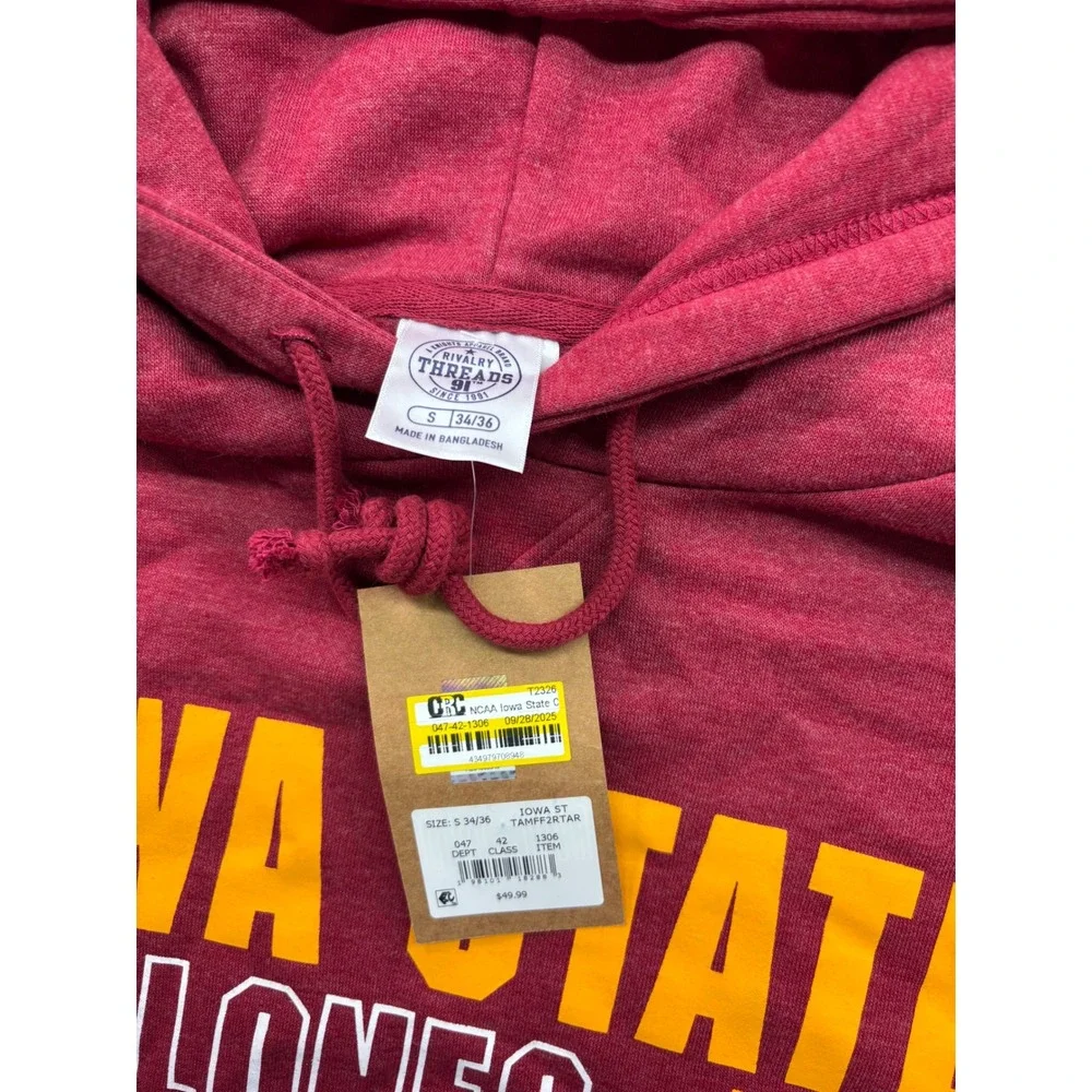 NWT Rivalry Threads Iowa State Cyclones Hoodie Mens Small Cardinal Red NCAA